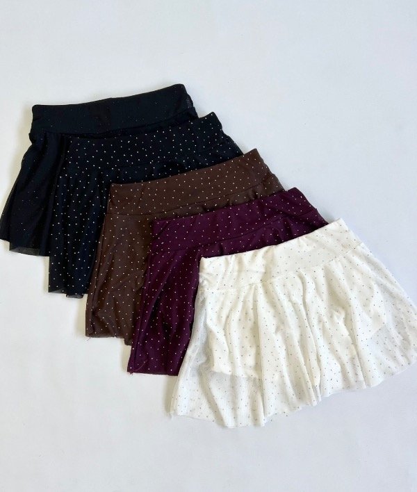 Producto - POLLERA SKORT TUL STRASS VOLADO CON SHORT INTERNO