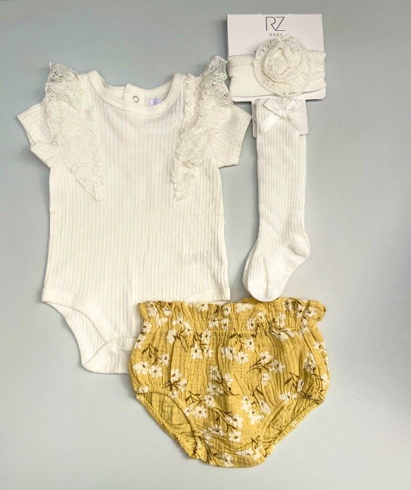 Producto - Conjunto para Niñas Marca Rachel Zoe Flowers Mustard
