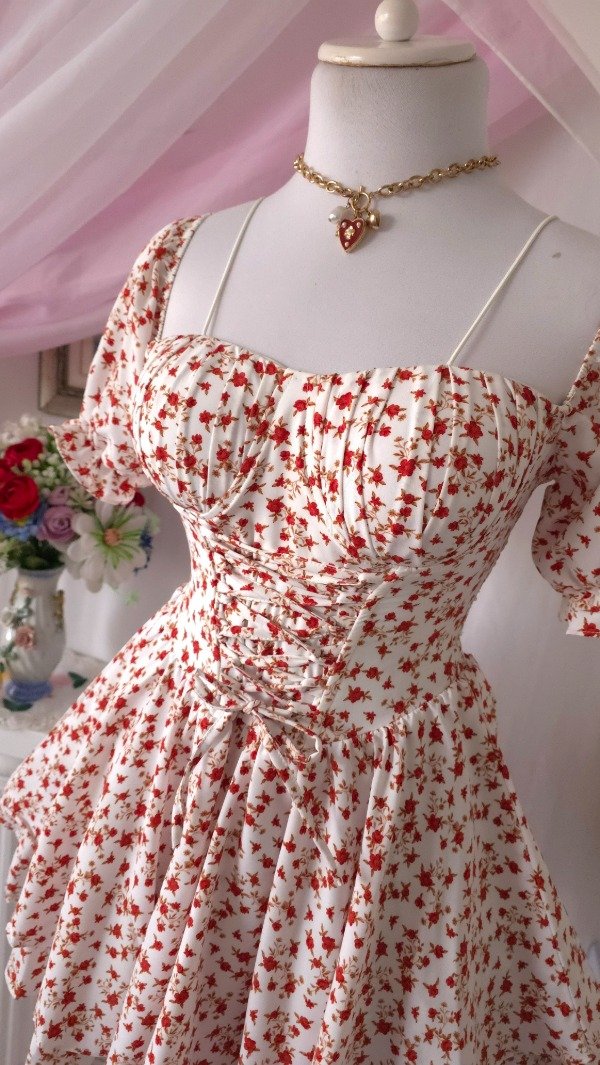 Producto - Vestido Coquette Sarah Blanco Estampado! IMPORTADO NUEVO - 3