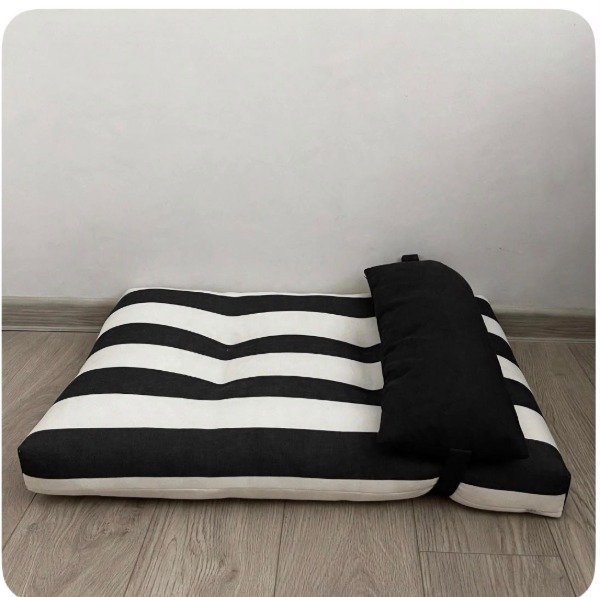 Producto - Colchonetas Rectangular con Almohadon Rayas Negras - 2