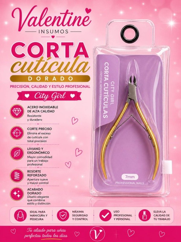 Producto - CORTA CUTICULA DORADO CITY GIRL 7MM