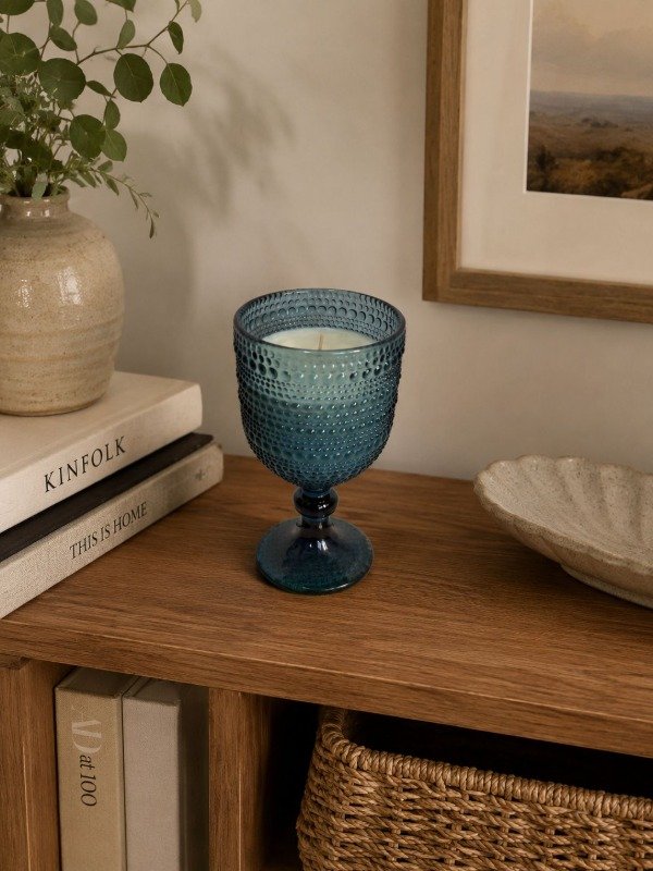 Producto - Vela copa de vidrio verde