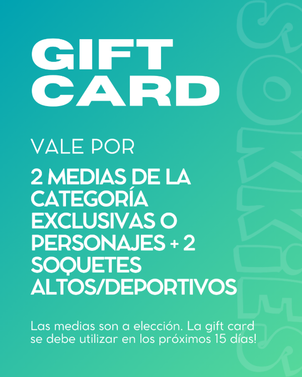 Producto - GIFT CARD X 2 EXCLUSIVAS/PERSONAJES + 2 SOQ ALTOS/DEPORTIVOS