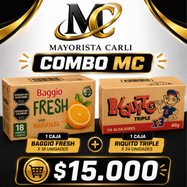 Producto - Combo MC Baggio Fresh 200ml x 18 + Riquito Triple x 24