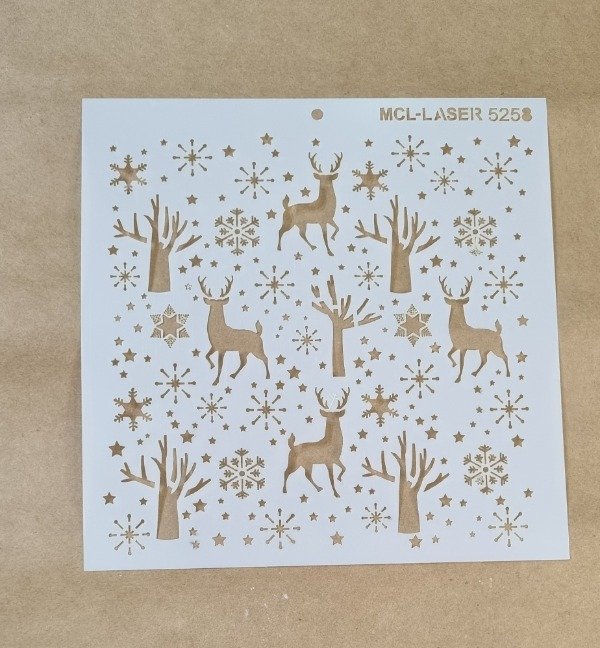Producto - St 5258 de 20x20cm - Stencil  Fondo Renos Copitos