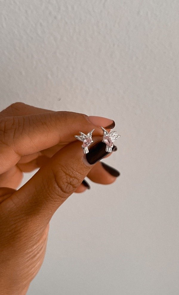 Producto - Aros colibrí rosita PAR (plata 925)