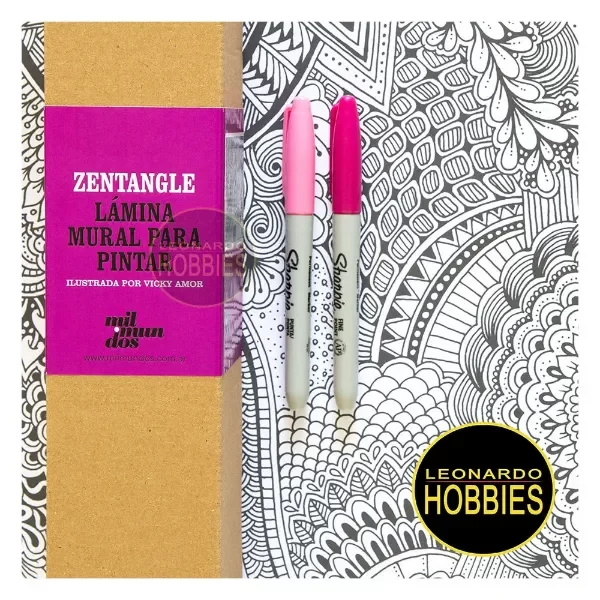 Producto - Zentangle Lámina Mural p/pintar Mil Mundos LM-007