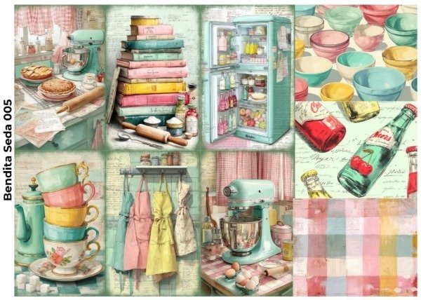 Producto - Bendita Seda 005 Cocina en tonos aqua y rosa XL