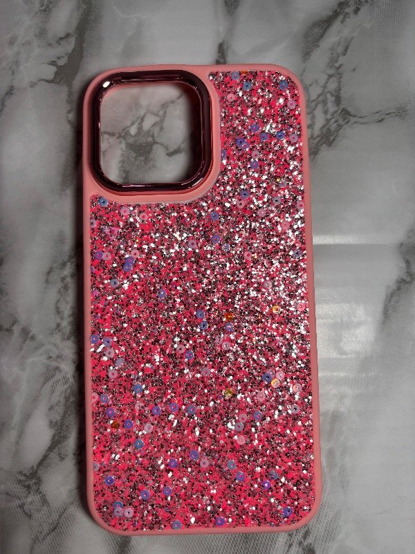 Producto - Case full glitter rosa iph 15 pro max