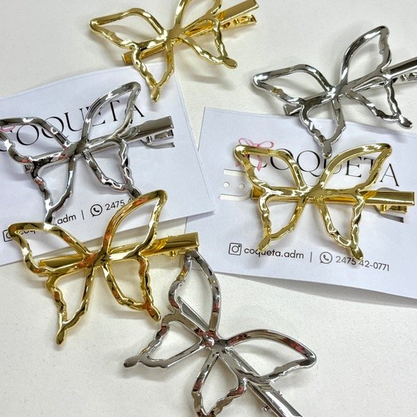 Producto - Pinza Mariposa Dorada/Plateada 6cm