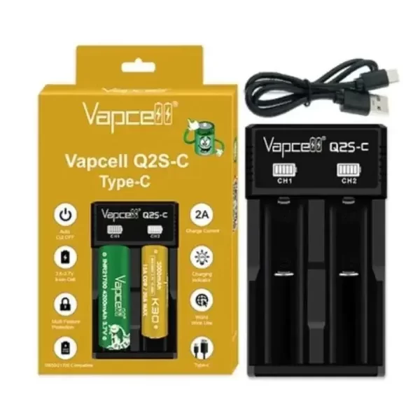 Producto - CARGADOR VAPCELL Q2S - C - INTELIGENTE 2 BAHIAS - ORIGINAL