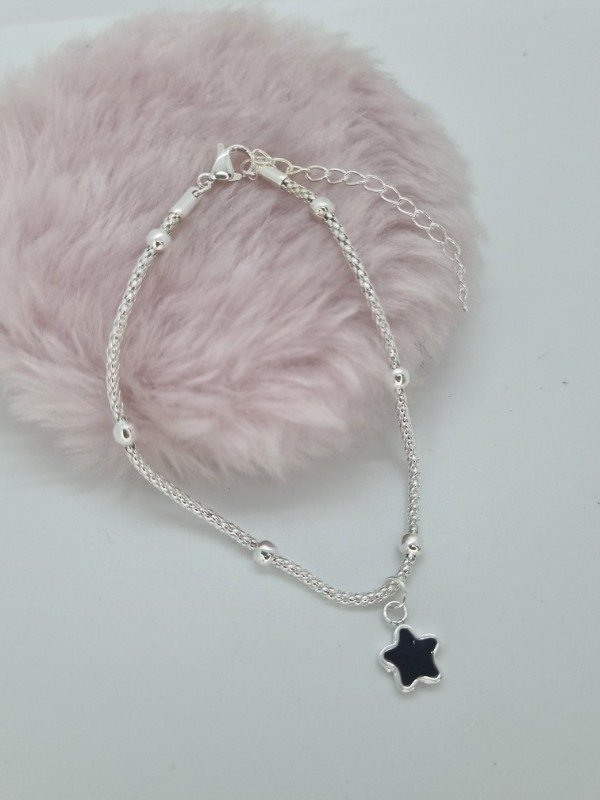 Producto - Pulsera acero blanco det pelotita dije estrella esmalt cpul196