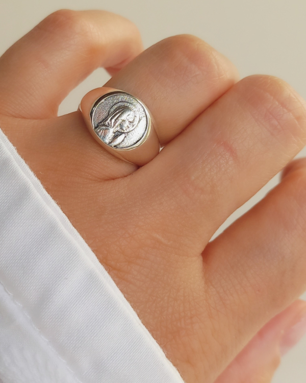 Producto - Anillo Sello Virgen Niña .Plata925