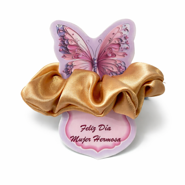 Producto - Set 15 Scrunchies Dia de la Mujer Incluye Tarjetas Personalizadas