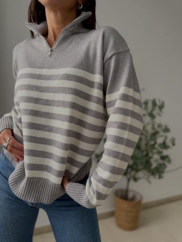 Producto - sweater c/cierre gris melange