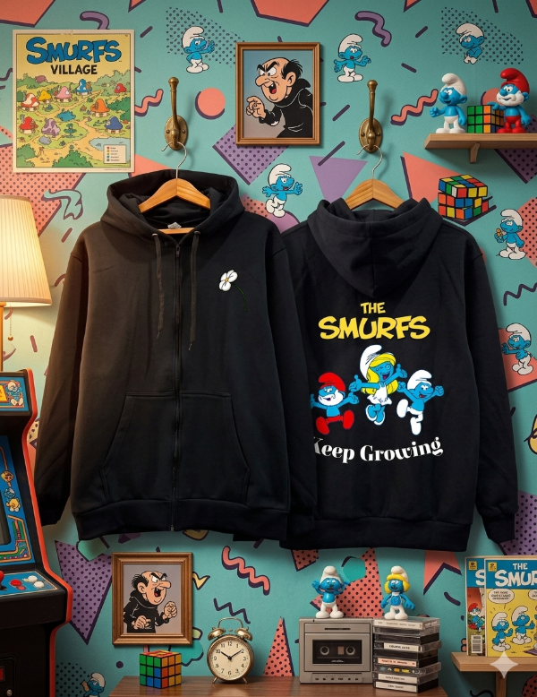 Producto - Campera Algodon con Capucha Pitufos Negra