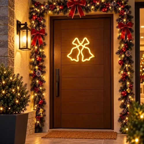 Producto - Cartel Neon Led Campanas De Navidad Luz Noche Deco 3 pilas AA o USB - 3