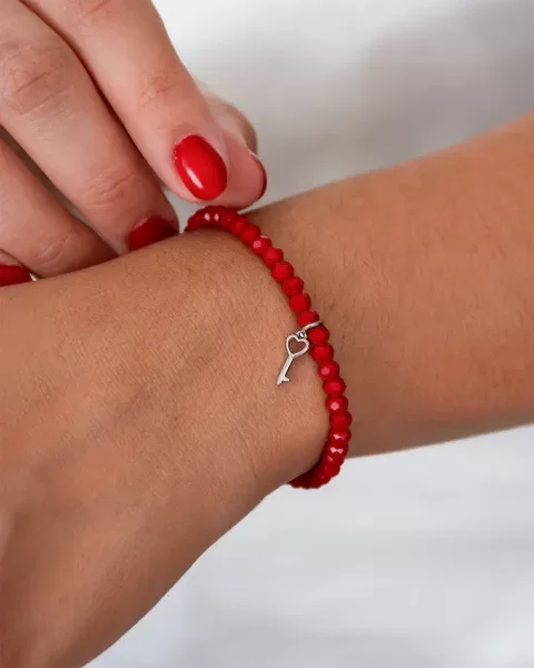 Producto - Pulsera Cristales Rojos Dije Llave Luciana