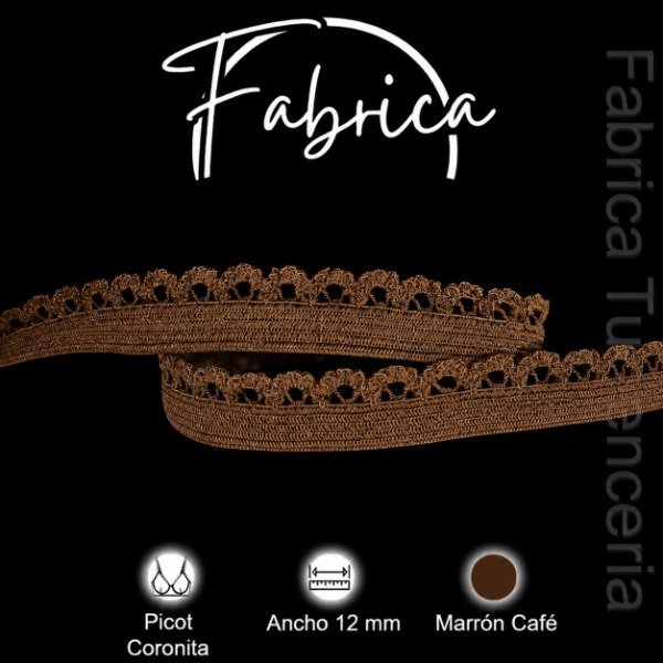 Producto - Picot Coronita Marrón Café 12mm (1 metro)