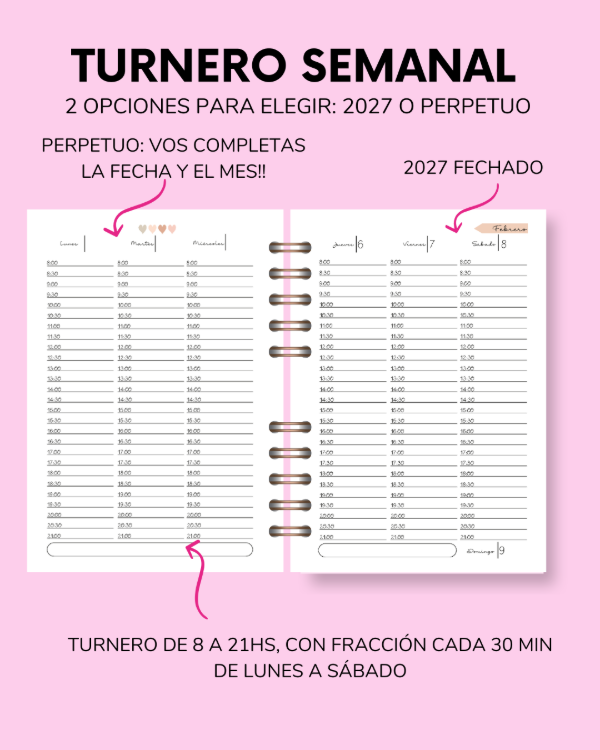 Producto - AGENDA PSICOLOGÍA CON TURNERO A5 c/30 min - 4