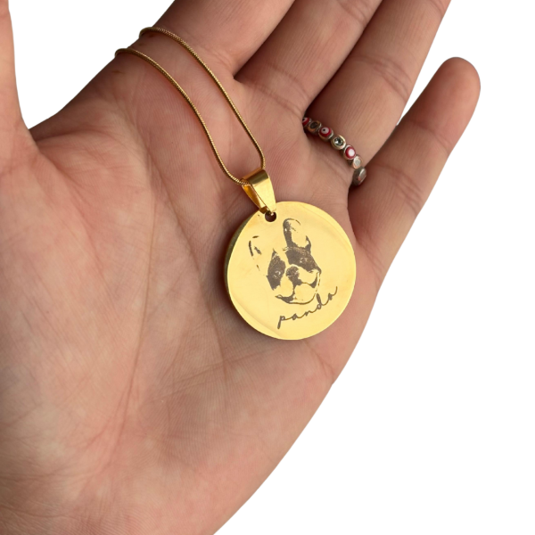 Producto - Collar plateado circular - Grabado Laser