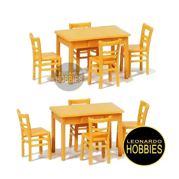 Producto - Mesas con Sillas de Madera Escala 1/87 HO Preiser 17218 - 0