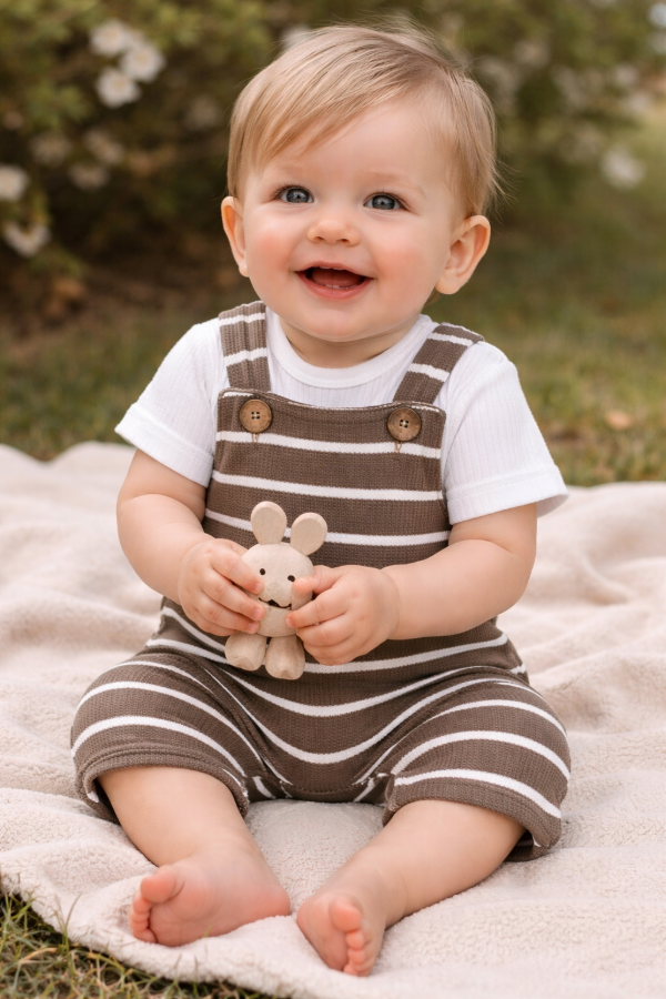 Producto - Jardinero Lucca Waffle incluye Remera Bebe