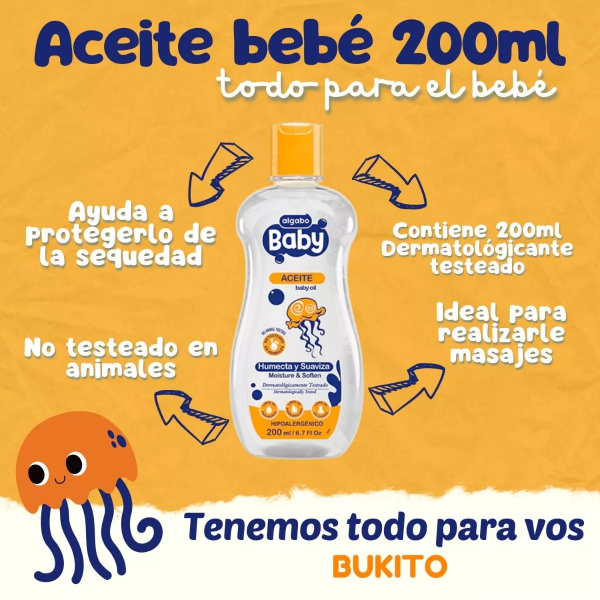 Producto - Aceite Para Bebé Algabo 200ml Baby X1 Unidad Humecta