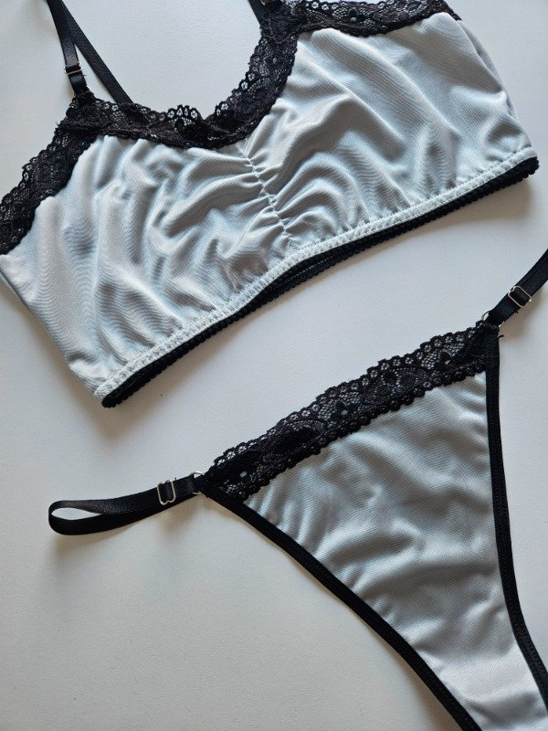 Producto - CONJUNTO DE SATEN TOP (EX009) GRIS PERLA