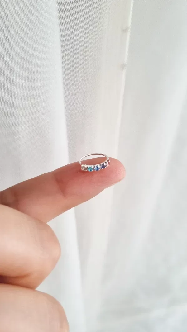 Producto - Piercing 5 cubics colores 1 cm plata 925