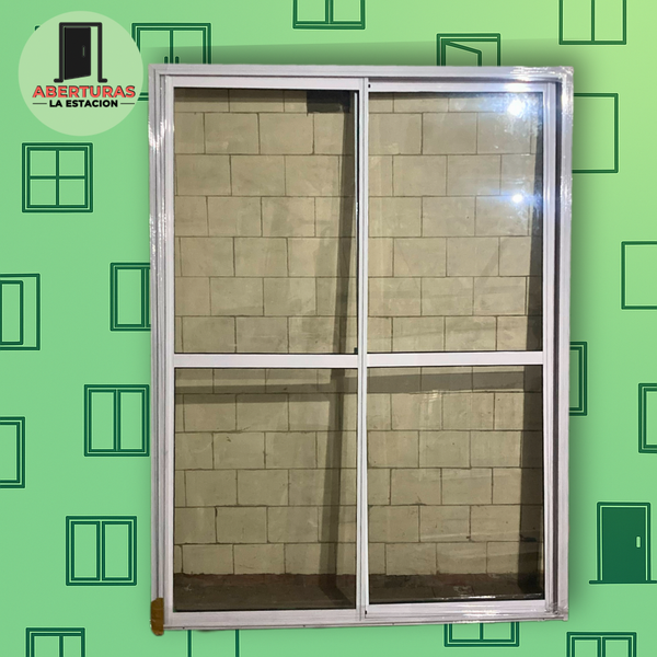 Producto - VENTANA BALCÓN DE ALUMINIO BLANCO CON VIDRIO ENTERO  150X200 CM