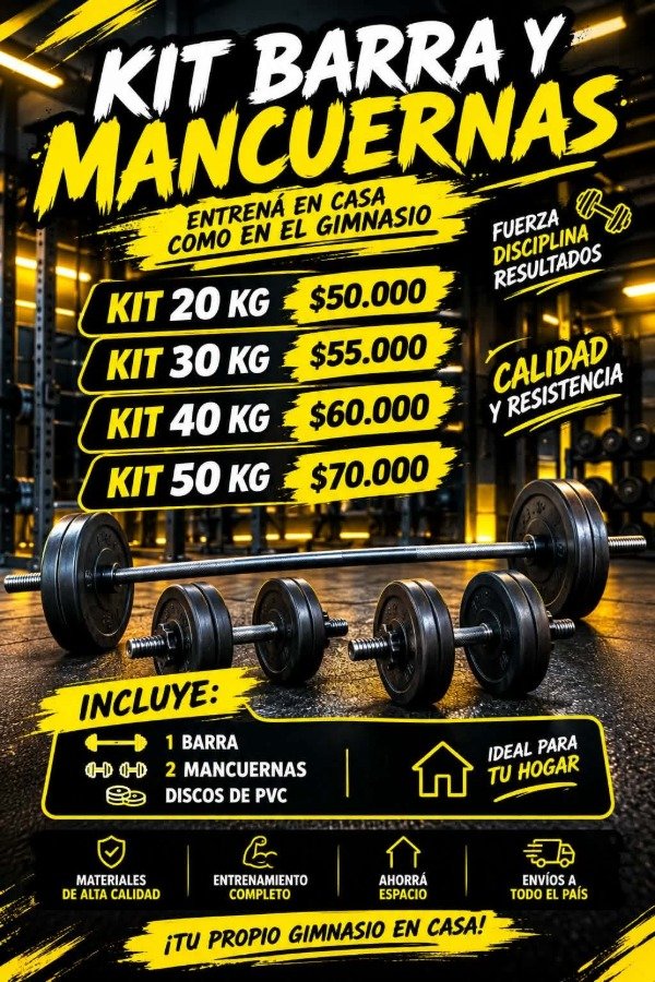 Producto - Kit de barra y mancuernas con 40kg