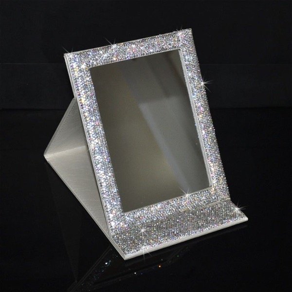 Producto - Espejo plegable con strass plateado