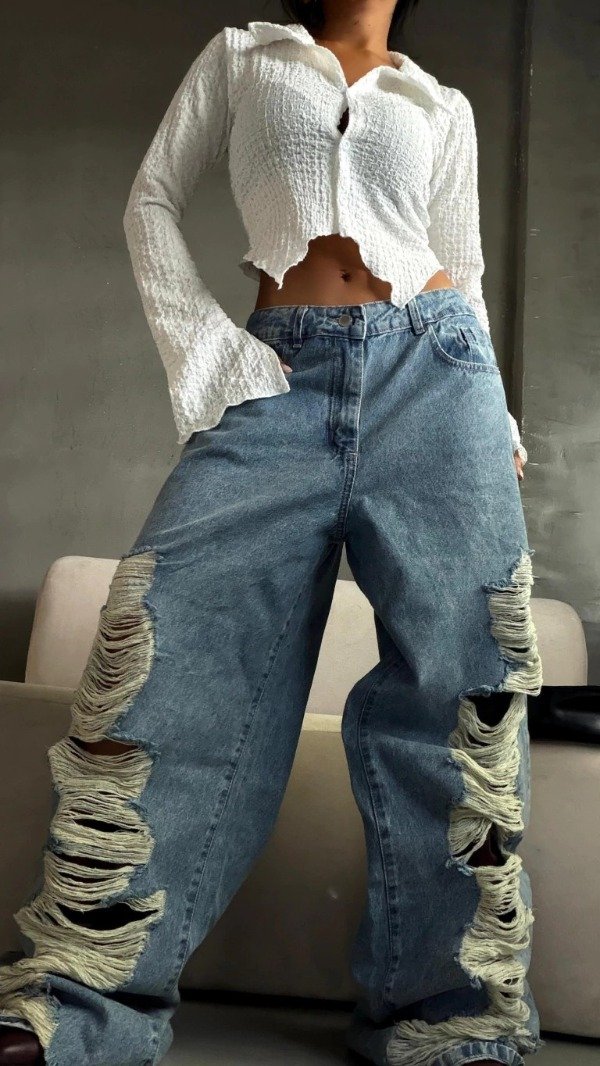 Producto - Jean Wide Leg Destroyed