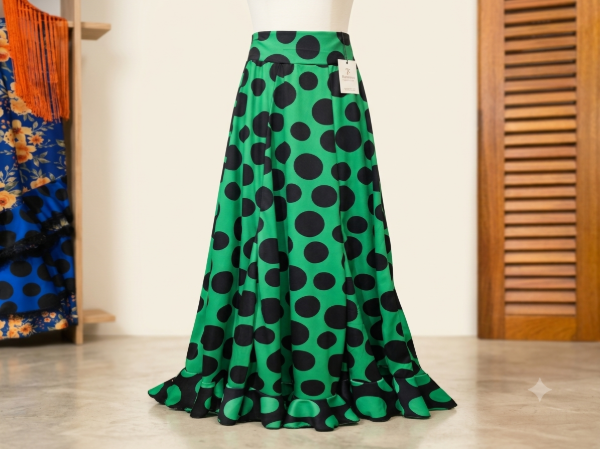 Producto - FALDA LUPI VERDE LUNAR NEGRO volado TS