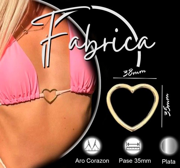 Producto - Herraje corazón grande. Pase: 38mm. (1 unidad). Niquel/ Plata
