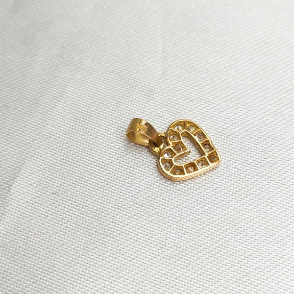 Producto - Conjunto Cadena y Dije Corazón con piedras Oro 18kt - 3