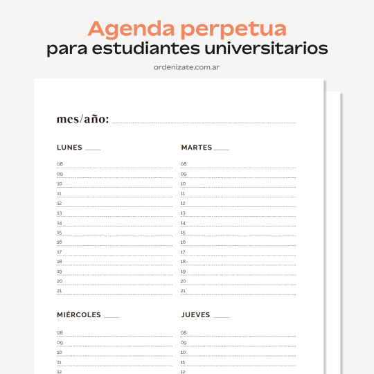 Producto - AGENDA UNIVERSITARIA PERPETUA (semanal en mosaico)