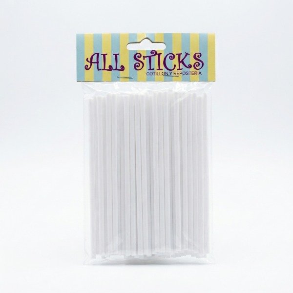 Producto - Palitos blancos de plástico para chupetín pack x 50  unidades 10 cm - 1