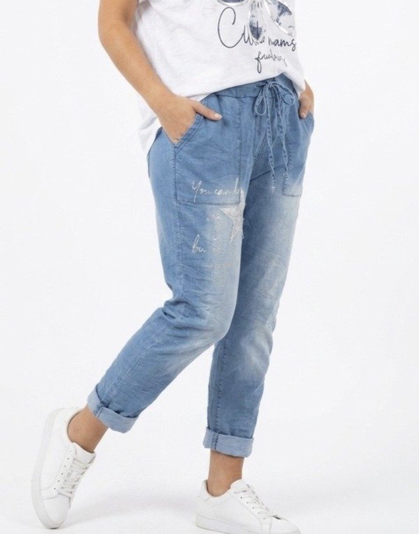 Producto - Babucha Elastizada Simil Jean con Plateado Large-XL - 2