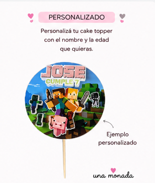 Producto - Cake Topper 3D circular Minecraft - 2