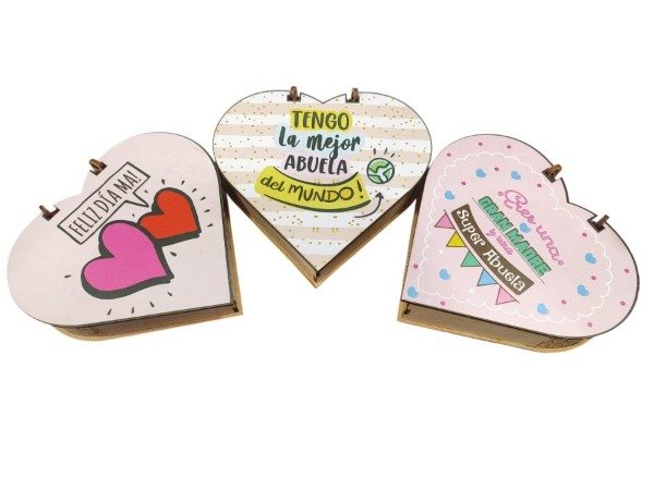 Producto - BOMBONERA CORAZON DE FIBROFACIL DIA DE LA MADRE 16X16CM