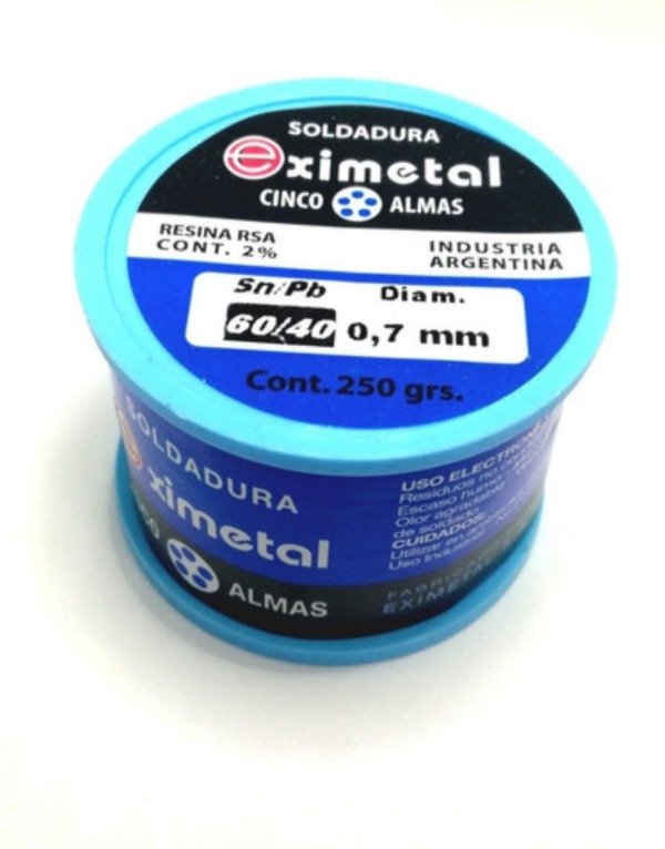 Producto - Rollo de Estaño Eximetal 60/40 de 0,7 mm 250 Grs