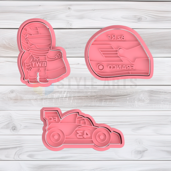Producto - Franco Colapinto cortantes para galletas casco, auto, logo F1