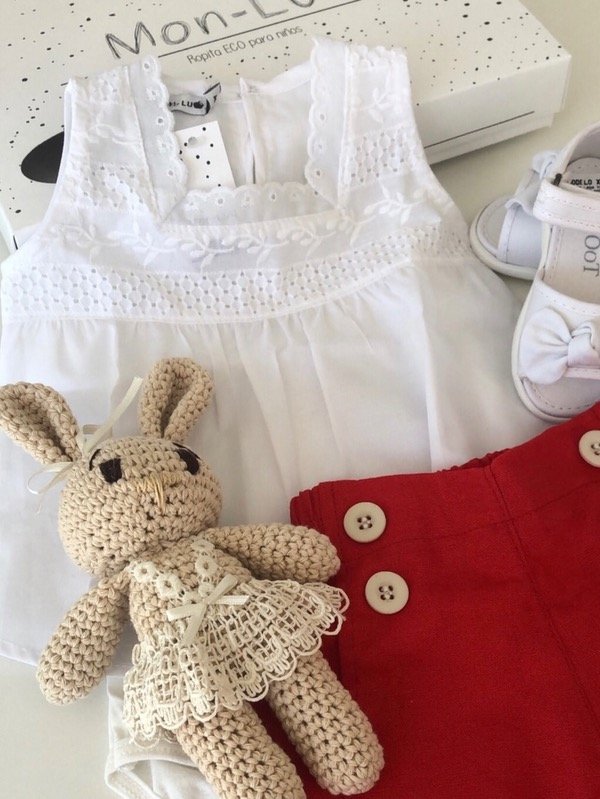 Producto - Camisola Blanca sin Manga con Voile Bordado