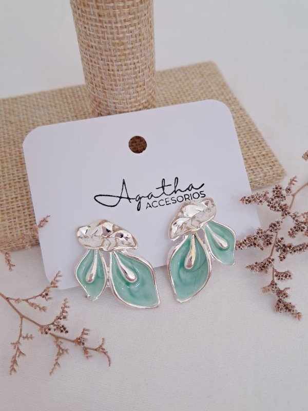 Producto - Aros AB hoja esmaltada verde