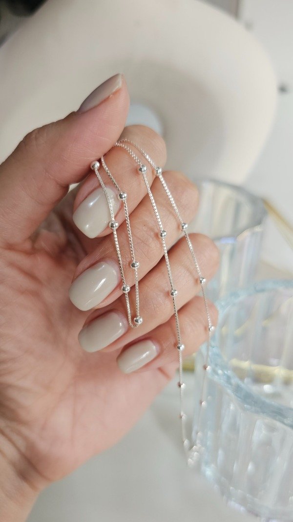 Producto - Cadena veneciana con bolitas 40cm. Plata