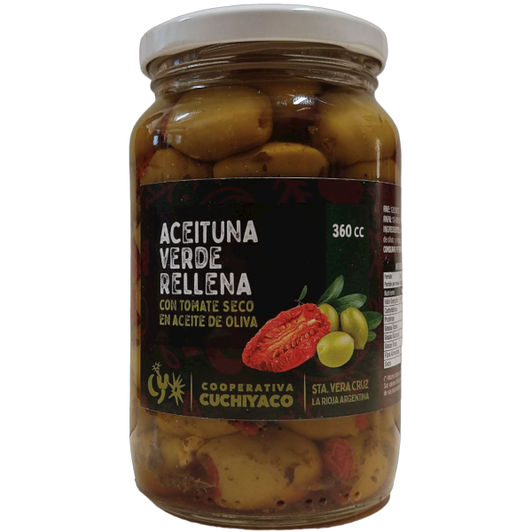 Producto - Aceitunas verdes rellenas con tomate seco - 360cc [Coop. Cuchiyaco]