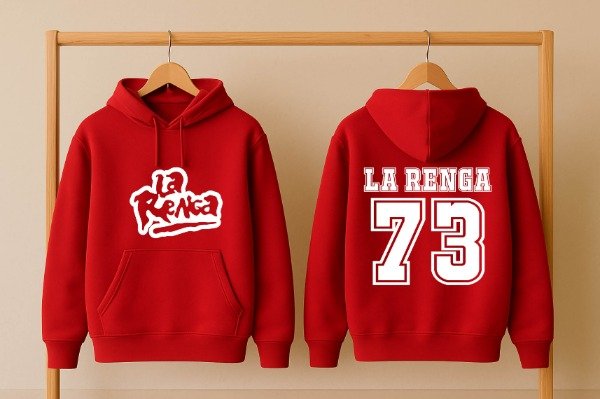 Producto - BUZO CANGURO ROJO LA RENGA 73