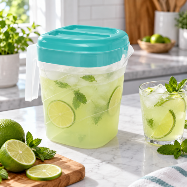 Producto - JARRA PEQUEÑA DE PLASTICO CON TAPA 1.2LTS COLORES SURTIDOS - 0